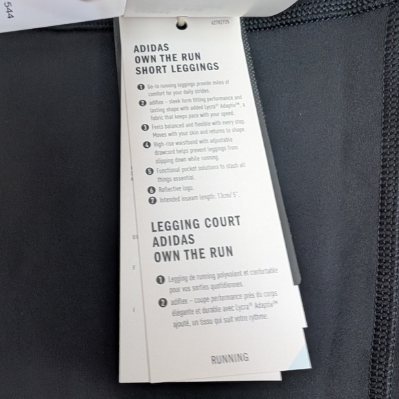 NEW Adidas Womens Own The Run Short Leggings Size Large 5 Inch Inseam Black - Picture 6 of 6